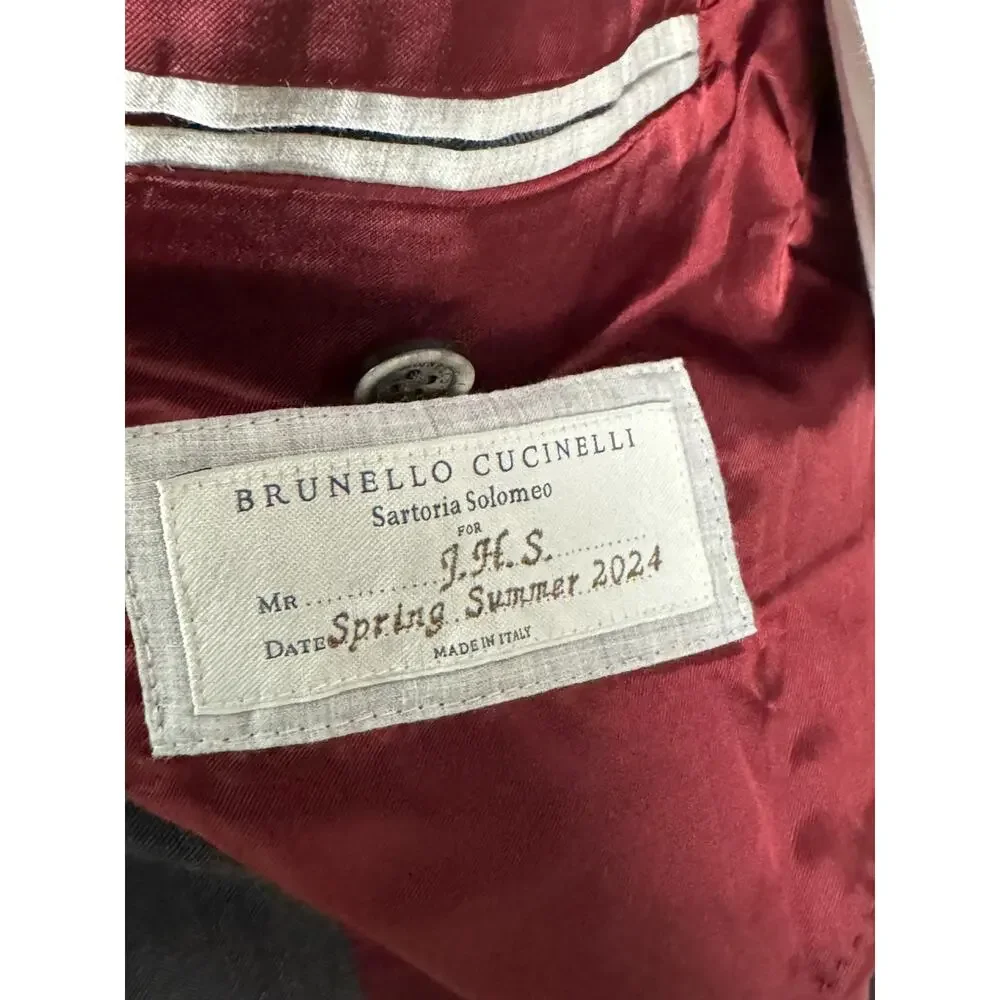 Brunello Cucinelli Charcoal Gray Herringbone 2 piece Suit 50EU 40R 34x28
